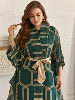 toleen plus size large elegant maxi dress 2022 spring women party evening long oversized muslim robe festival clothing with belt