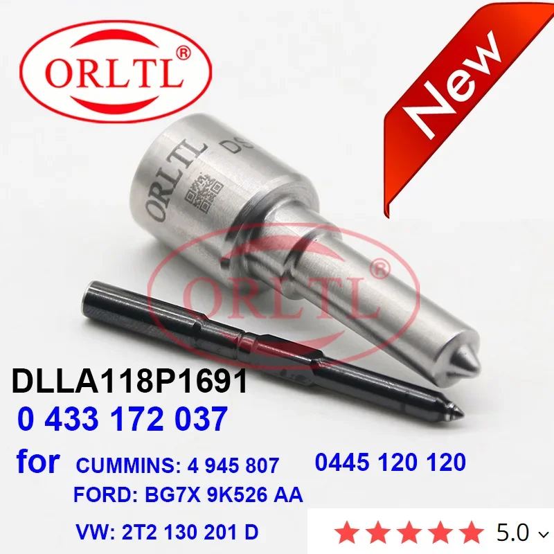 Форсунка дизельного топлива DLLA118P1691 0433172037 для 0445120120 0 445 120 CUMMINS 4 945 807 FORD: BG7X 9K52 6 AA VW: