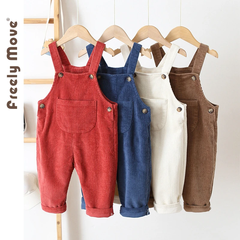 

Freely Move Toddler Kids Baby Girl Jumpsuit Solid Sleeveless Pocket Overalls Outfits 2023 New Autumn Winter Girls Boys Playsuits