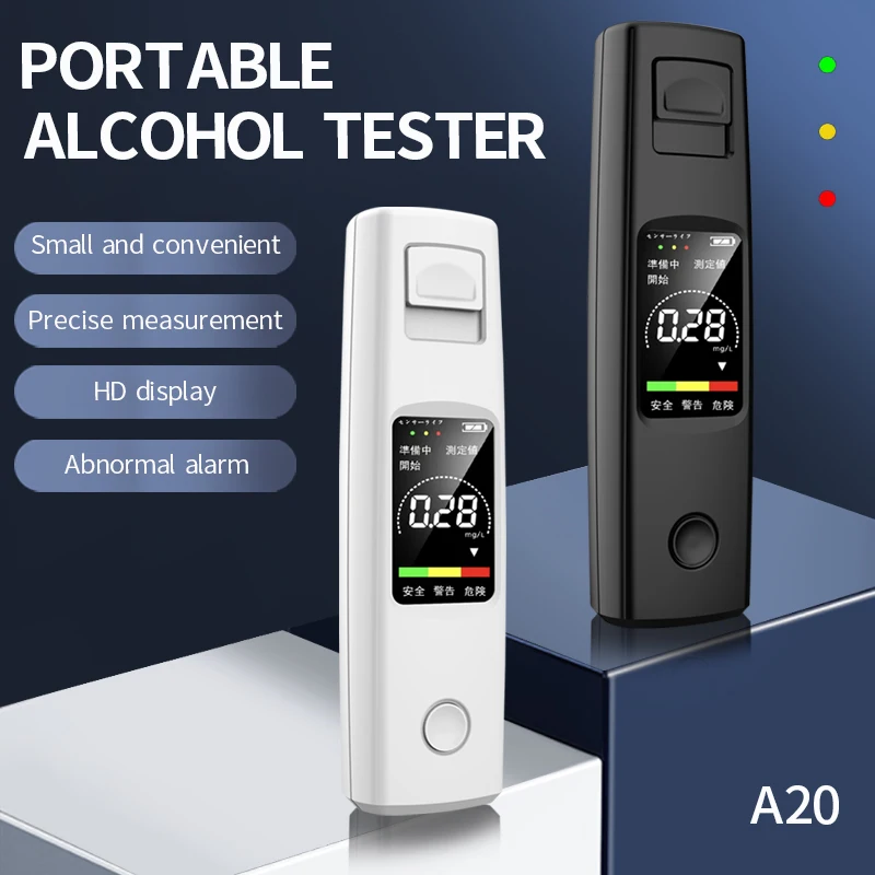 

A20 Portable Non-Contact Alcohol Breath Tester with Digital Display Screen USB Rechargeable Breathalyzer Analyzer High Accuracy