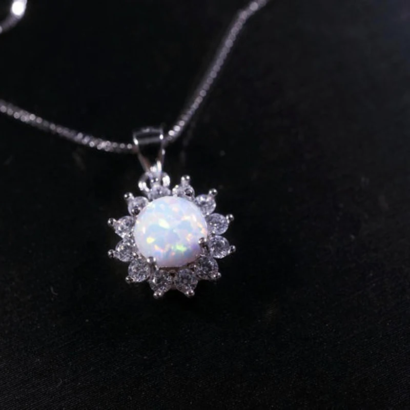 

2023 Fashion Zircon Rhinestones Necklace For Women Statement Wedding Jewelry Girl Gift Luxury Imitation Opal Pendant Necklace