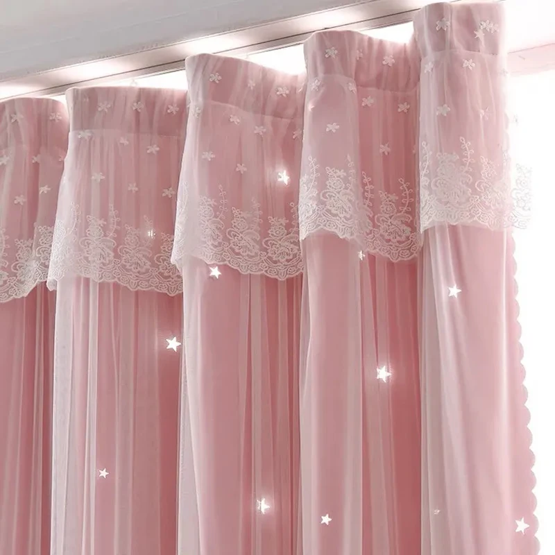 MIDSUM Princess шторы из тюля ткань двухслойные полые звезды Детская Спальня украшение
