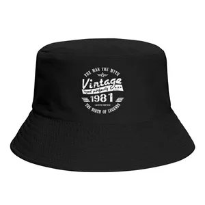 1981 40th Birthday Gift For Men Essential  Bucket Hat Polyester Men Women Fisherman Hat Customized Sunshade Panama Hat