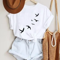 women cartoon bird new lovely cute trend 90s style fashion summer lady print tee graphic t top female tshirts clothes t shirt
