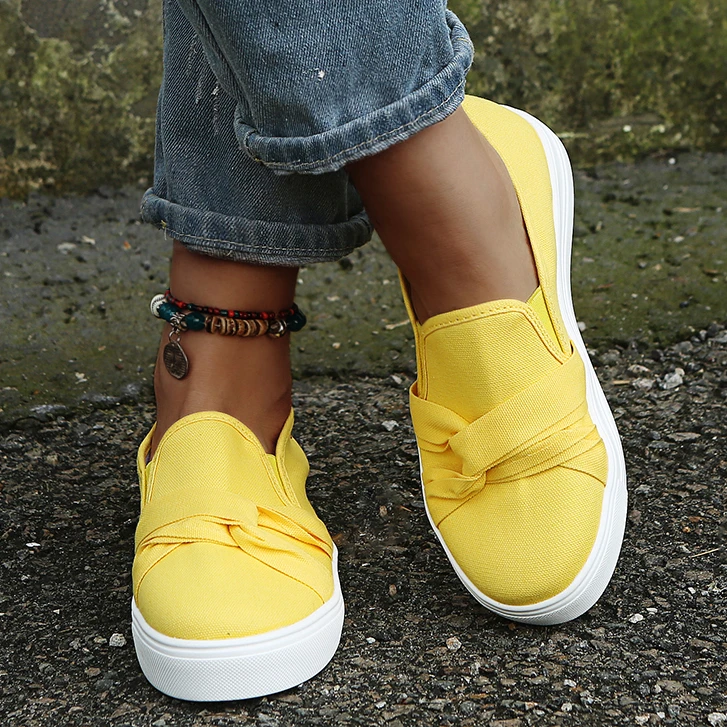 

Rimocy Breathable Canvas Flats Women Summer Solid Color Slip-on Flat Heels Sneakers Woman Comfort Wild Casual Walking Shoes 2022