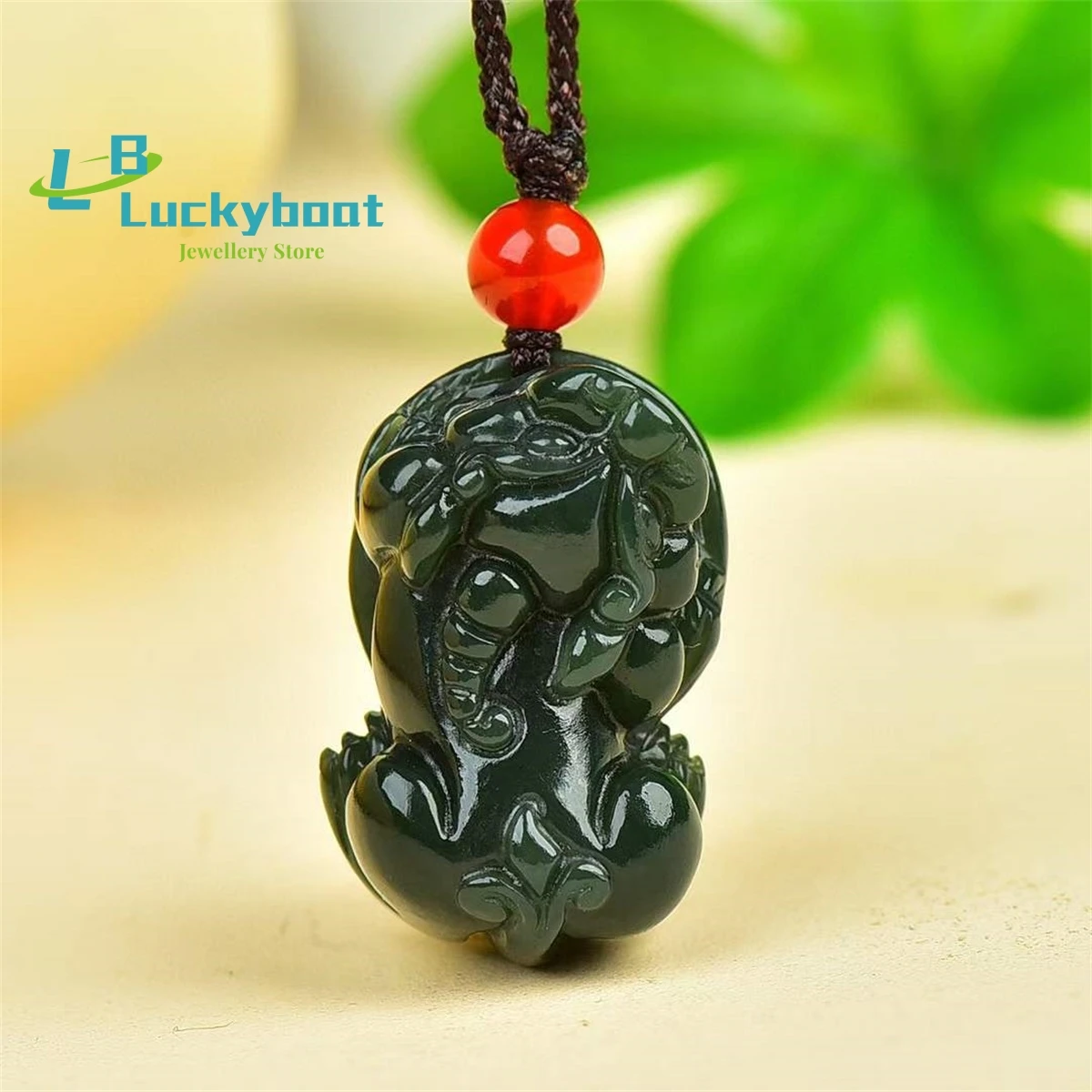 

Natural Hotan Jade Brave Wild Animal Seeks Wealth and Treasures Pendant Simple Stylish Versatile Men's and Women's Style