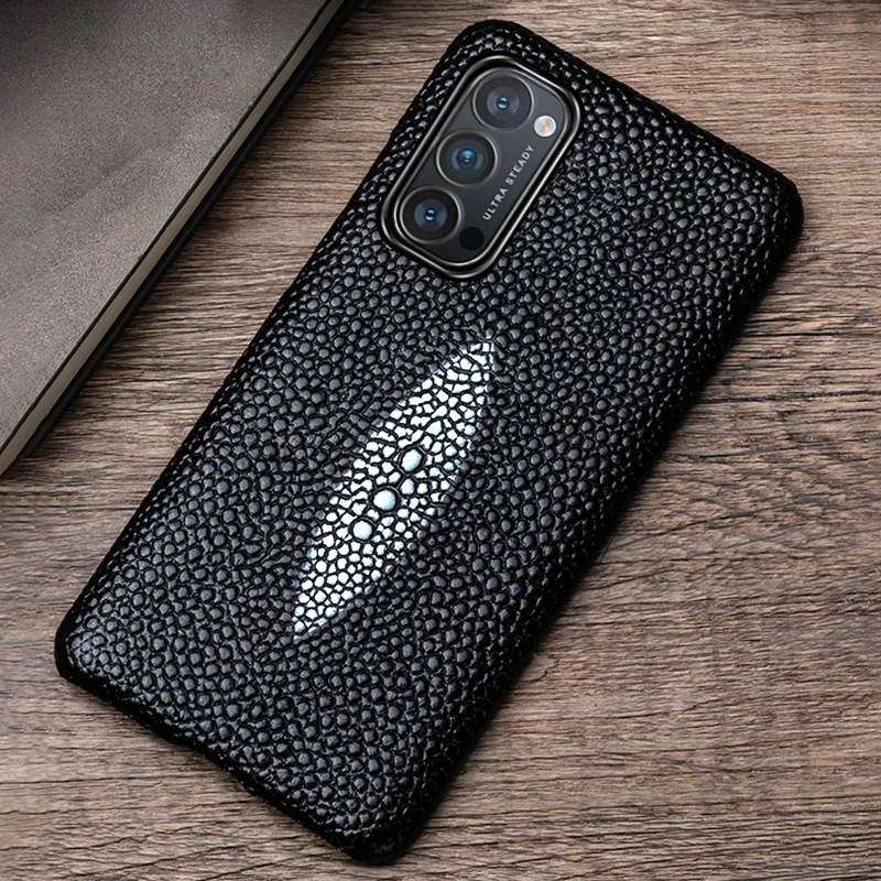 

Leather Phone Case for OPPO Reno6 Pro Case For OPPO case Cowhide Cover For Reno6 Reno5 Pro plus Pearl Fish Texture Case