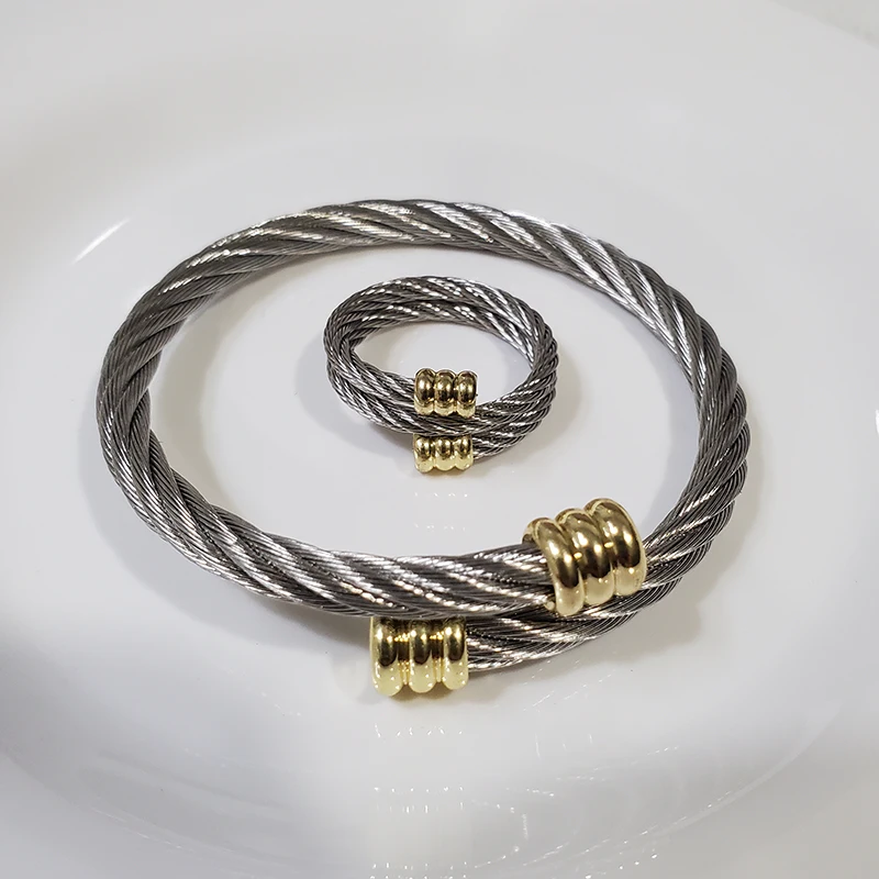 Комплект из браслета и кольца нержавеющей стали 316L