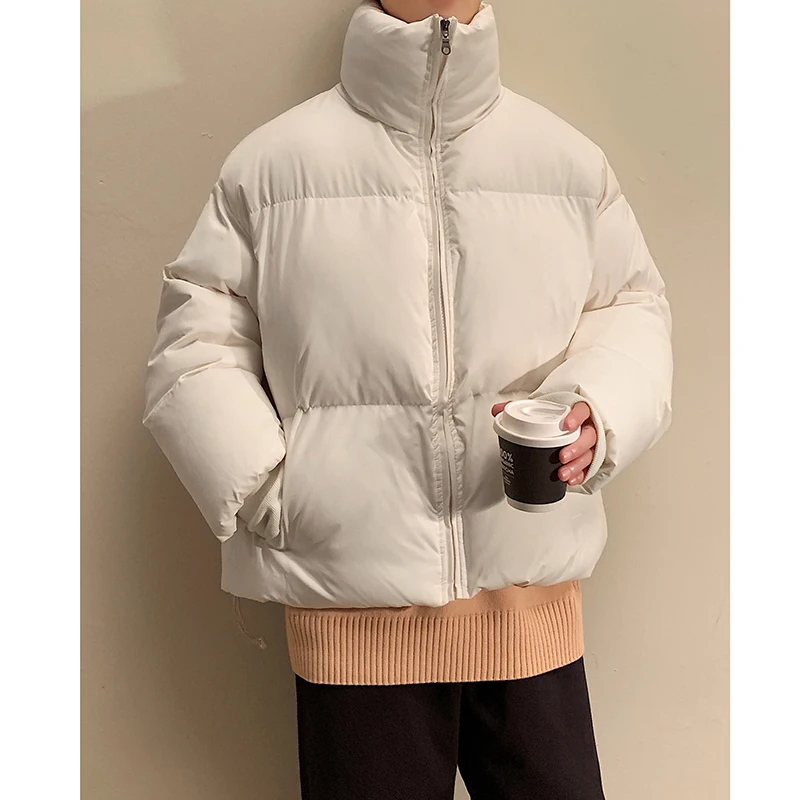 Winter Jacket Men Warm Fashion Beige/Black Casual Thickened Down Jacket Men Korean Loose Thick Short Coat Mens Parker Clothes