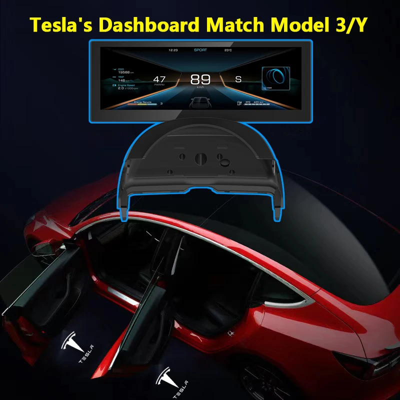 

HUD Tesla Model 3 Y Dashboard Cluster Instrument 8 Inch IPS Display LCD Displayer Model Y Model 3 Modification Accessory