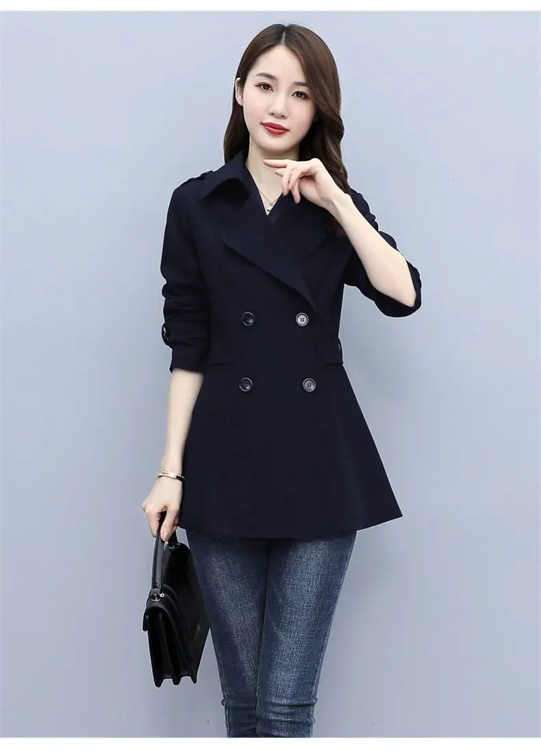 Тренчкот женский двубортный средней длины ветровка в Корейском стиле