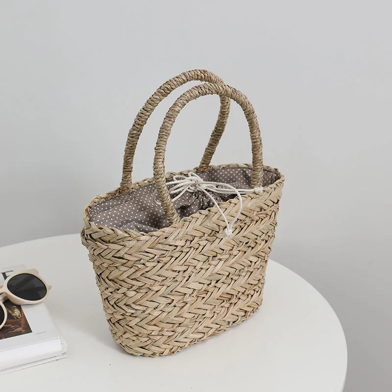 Bohemian Rattan Bag Handbags and Purse Woven Straw Basket Bags for Women 2022 Bali Travel Beach Bag Vacation Shopper Tote Clutch