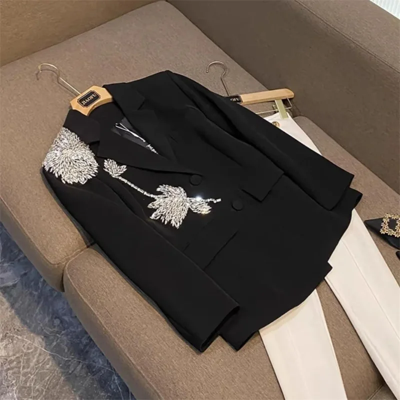 2024 тяжелый промышленный современный Блейзер модная Цветочная строчка свободный