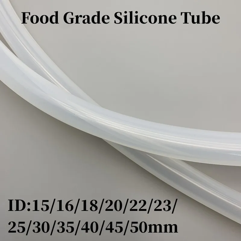 

Silicone Tube ID 15/16/18/20/25/30/40/45/50mm Food Grade Flexible Drink Tubing Pipes Temperature Resistance Nontoxic Transparent
