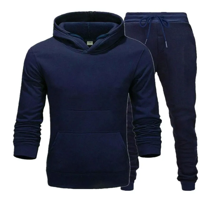 New winter two-piece men's/women's sports suit loose sports solid color printed pullover suit hooded sweater set