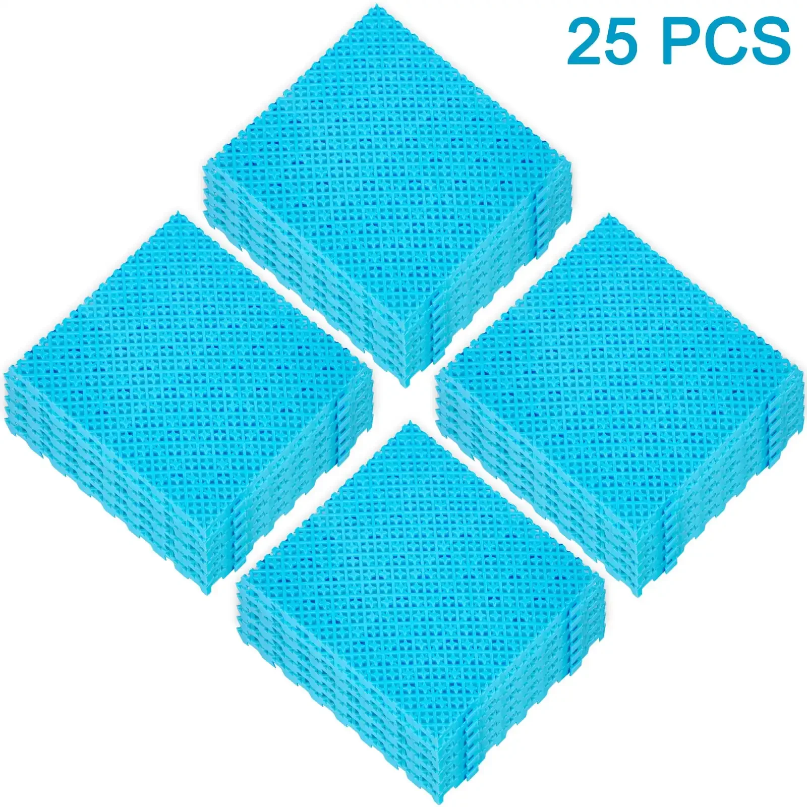 

VEVOR Drainage Tiles Interlocking 25 Pack Blue, Outdoor Modular Interlocking Deck Tile 11.8x11.8x0.5 inches, Dry De