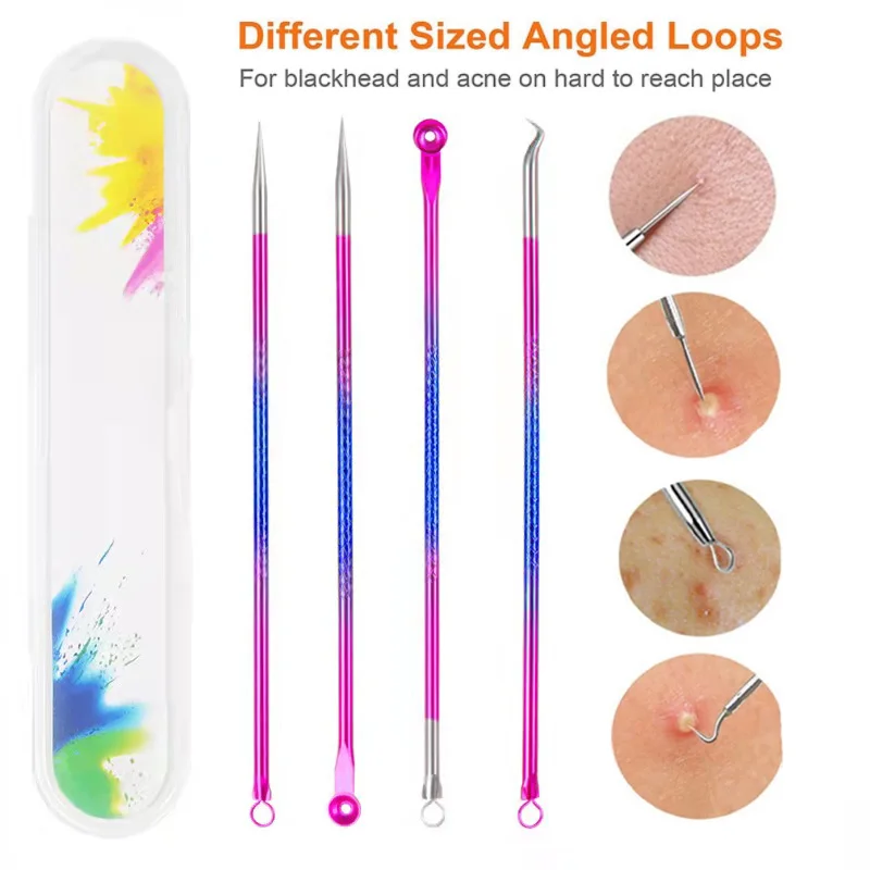 

4PCS Blackhead Removal Acne Needle Black Spot Pimple Blemish Remover Skin Care Women Beauty Acne Treatment Pore Cleanser Needle
