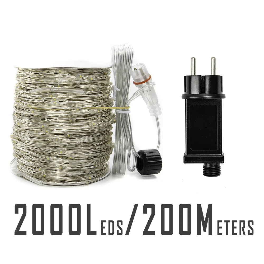 Водонепроницаемая гирлянда с серебряной проволокой 120 м 1200 светодиодов