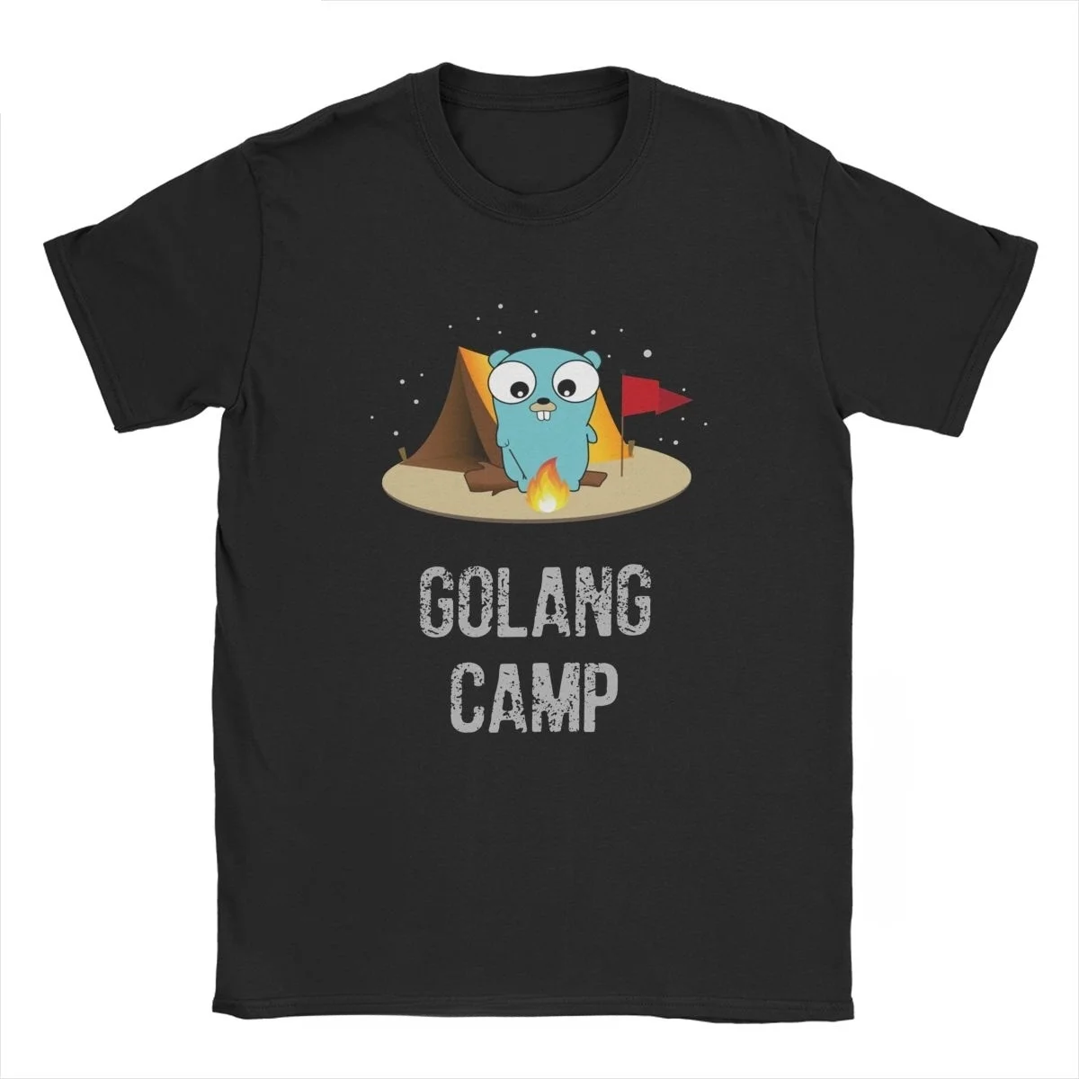 Мужские футболки Golang Gopher Code винтажные из чистого хлопка с круглым вырезом