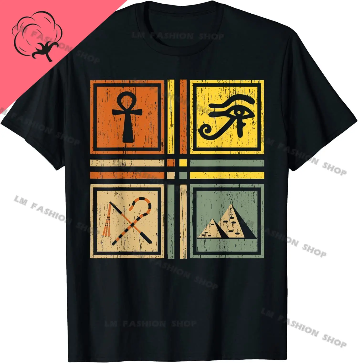 Футболки с рисунком пирамиды египетской мифологии Мужская одежда топы коротким