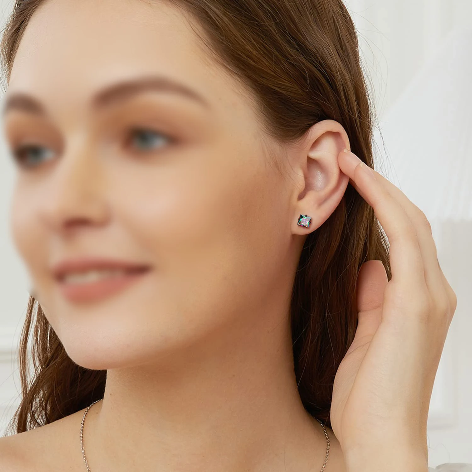 2/4 пары двухсторонних квадратных круглых серег-гвоздиков из нержавеющей стали с