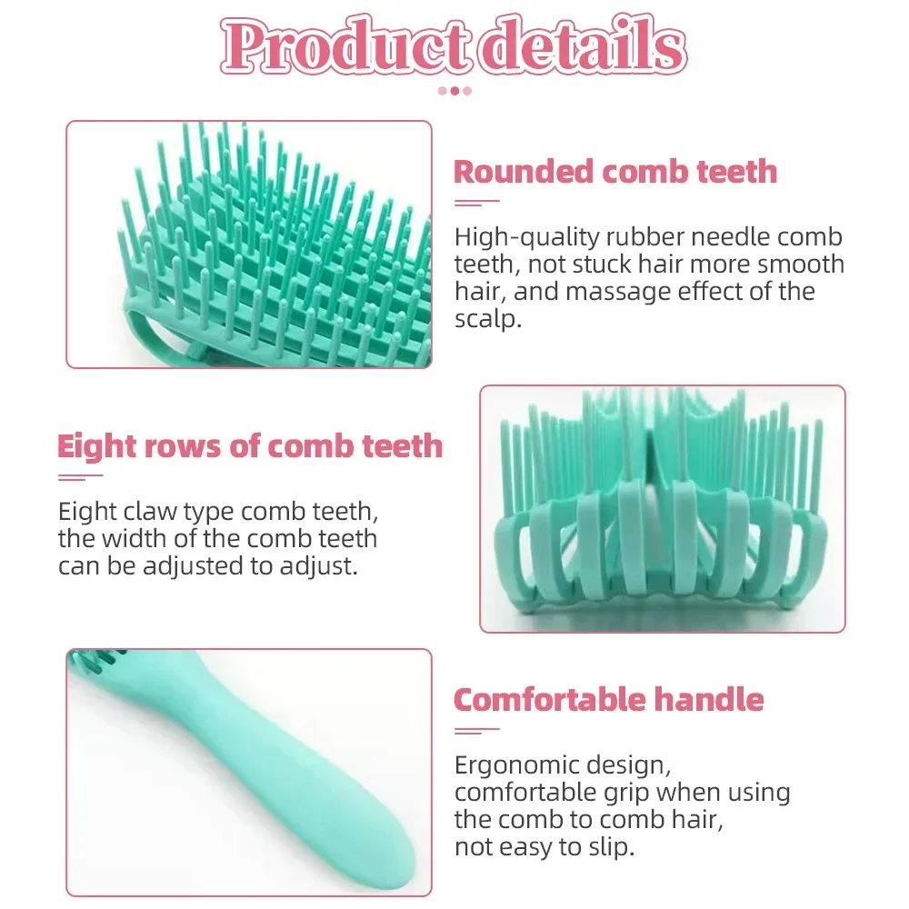 5 шт. щетка для распутывания волос массажная расческа кожи головы регулируемая