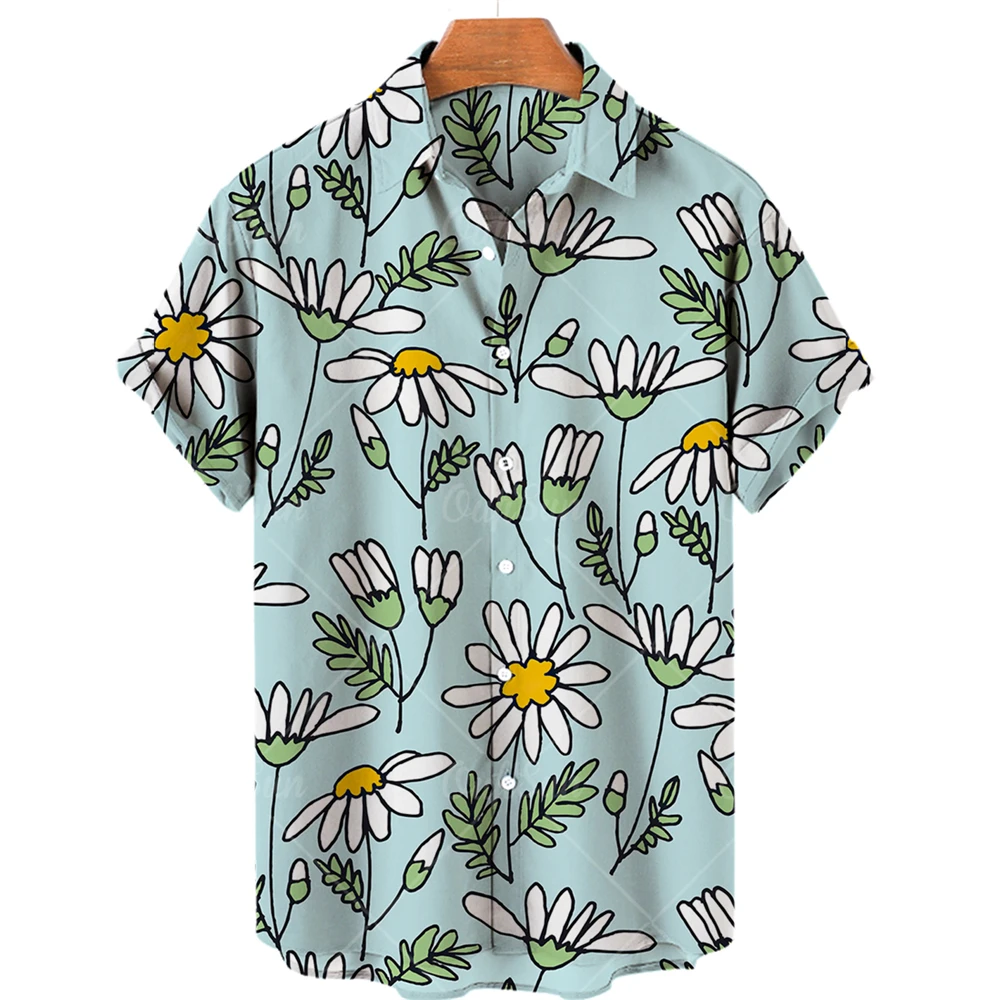 

2022 Hawaiian Shirts Men 3d Men's Summer Short Sleeves Chrysanthemum Print Men's Shirts Fashion Casual Tops Women 5xl