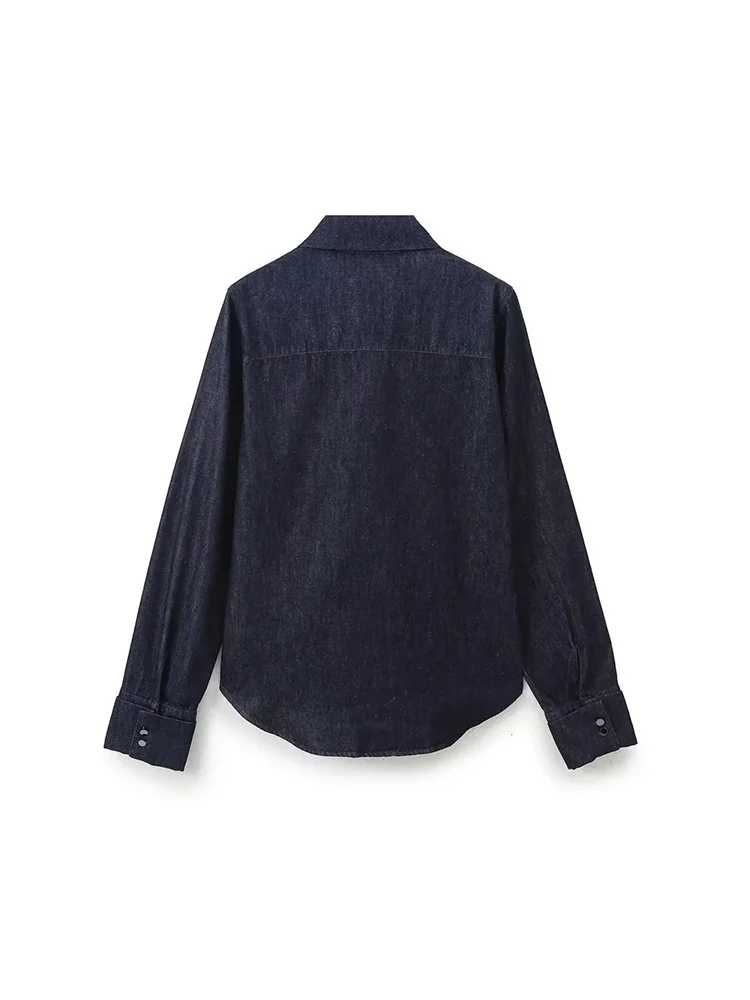 [HAIBE] 2024 однотонный костюм для девочек украшенный бантом джинсовая рубашка блузка