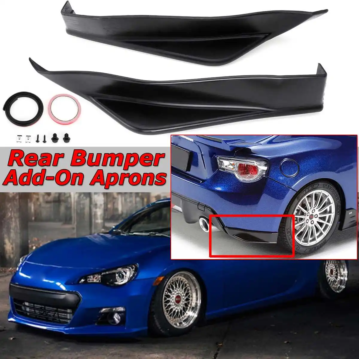 

2Pcs STI TS Style Car Rear Bumper Splitter Lip Diffuser Add-On Aprons Body Kit For Subaru BRZ Sti Toyota 86 Scion FR-S 2013-2018