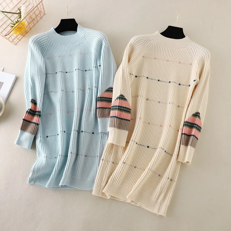

Knitted Vintage Casual Mini Dress Women for Fall Winter Wear Winter Clothes 2022 Winter Base Sweater Soft Warm Dress with Coat