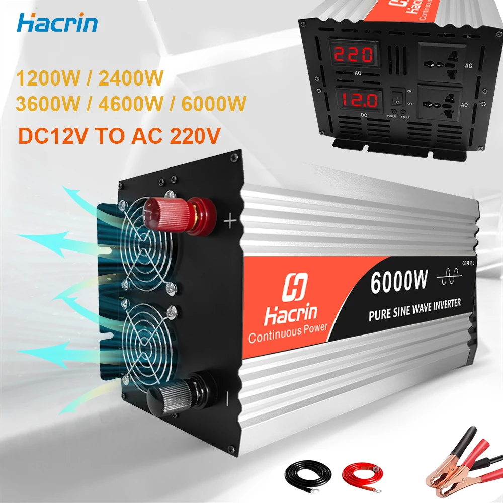 

Pure Sine 12V to 220V Inverter 2400W 3600W Power Inverter for Home Boiler Car 50HZ Transformer Convert