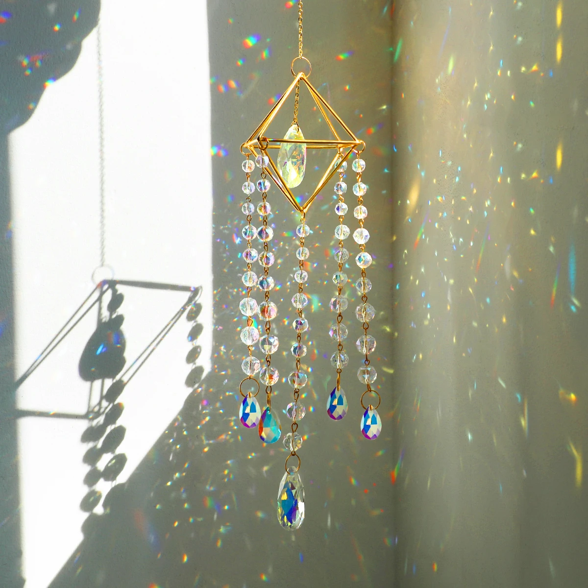 

Хрустальный Солнечный Ловец, Колокольчики, Украшение Для Окна, Радужный Создатель, Садовый Патио