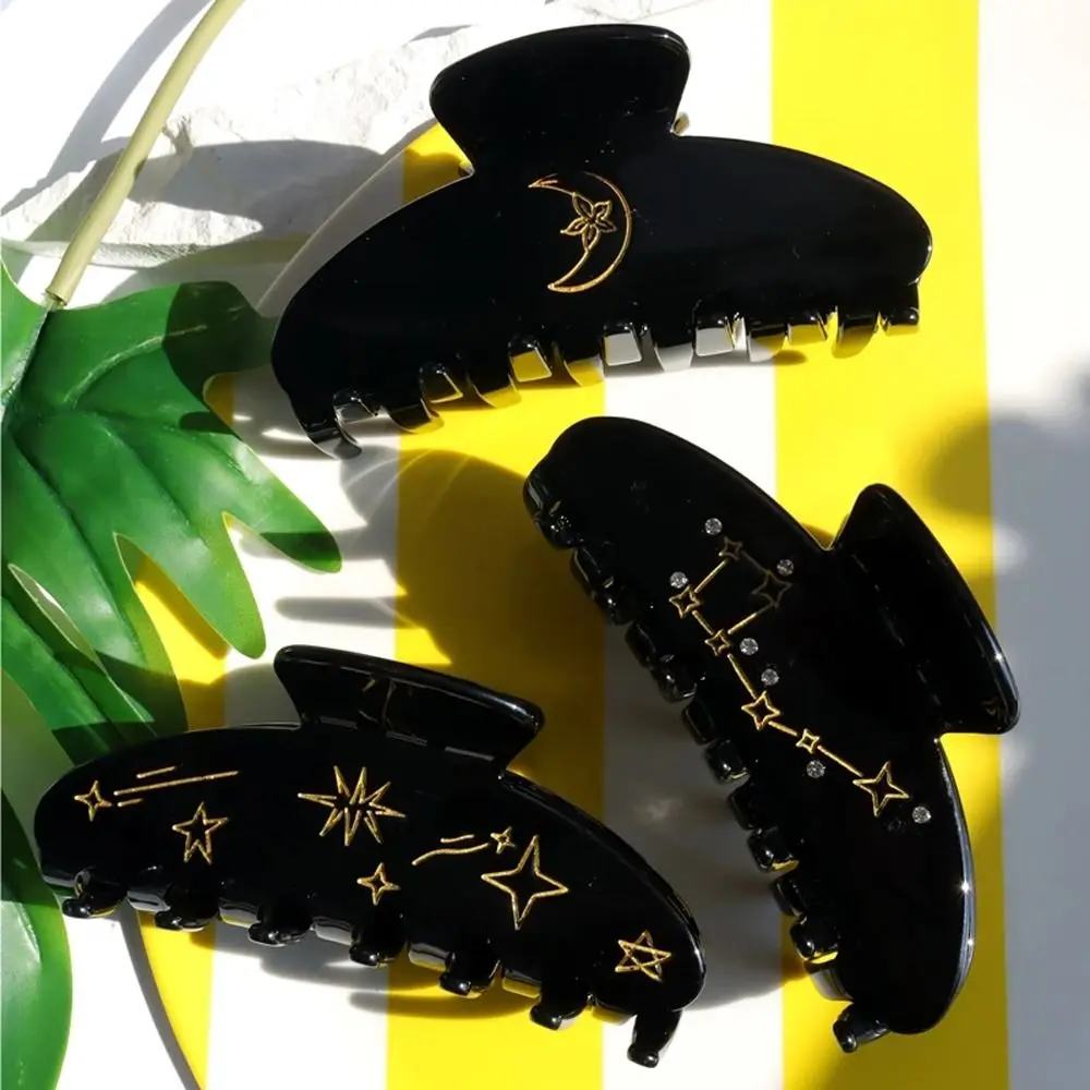 

Holder Gifts For Girls Moon Big Dipper Fashion Headdress Korean Shark Clip Crystal Women Hair Clips Acetate Hair Claw