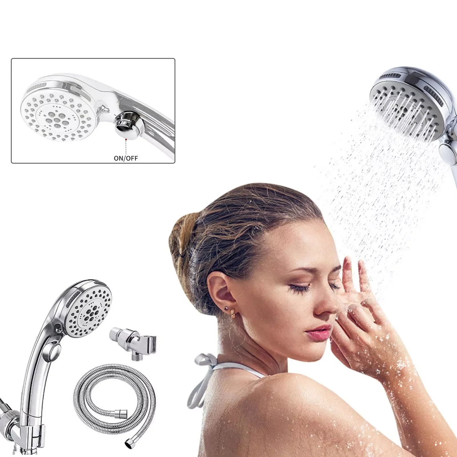 

Long flexible hose Bathroom Faucet External Shower Hand-held Telescopic Small Nozzle Set Shampoo Head Set