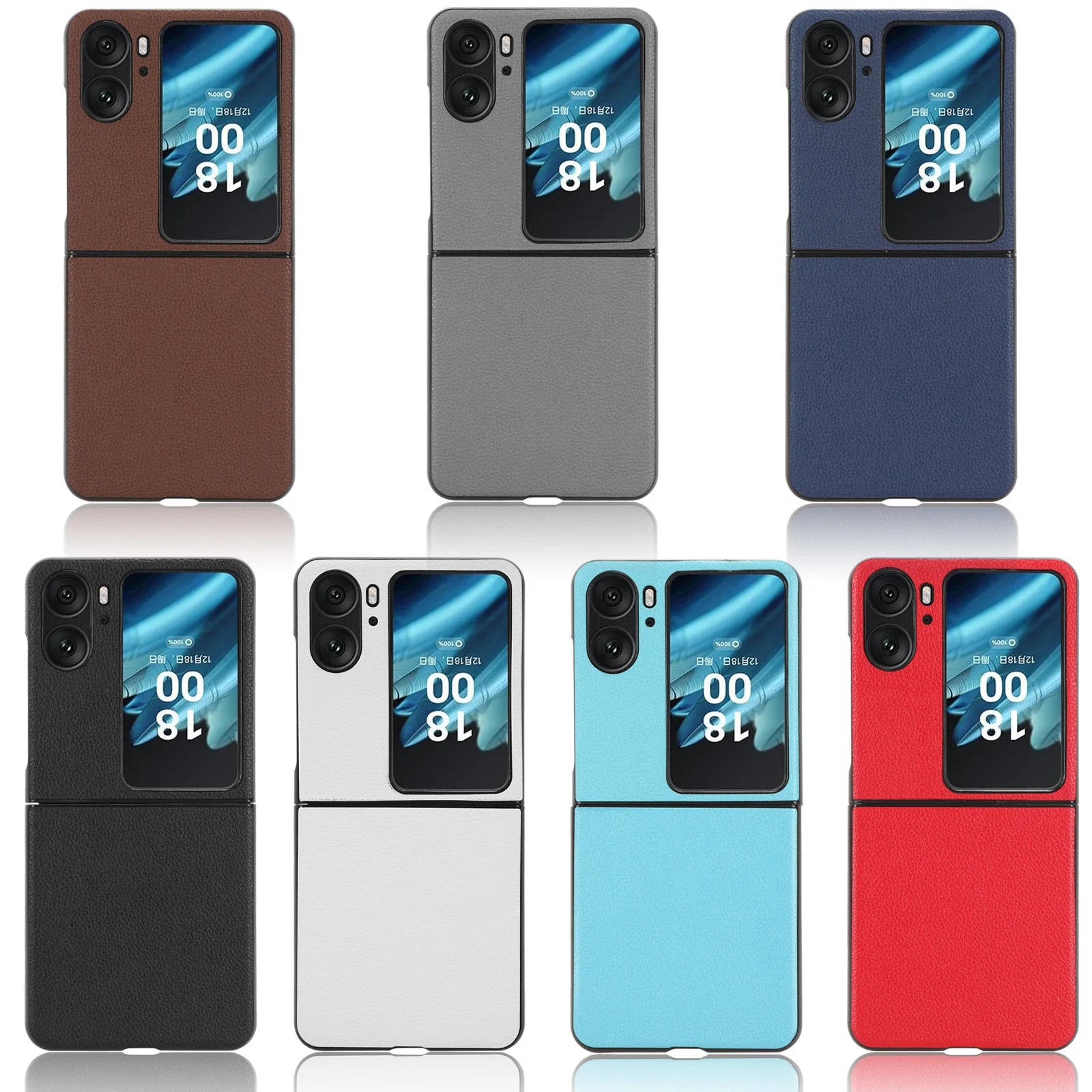 Роскошный противоударный чехол из искусственной кожи Clemence для Oppo Find N2 флип-чехол