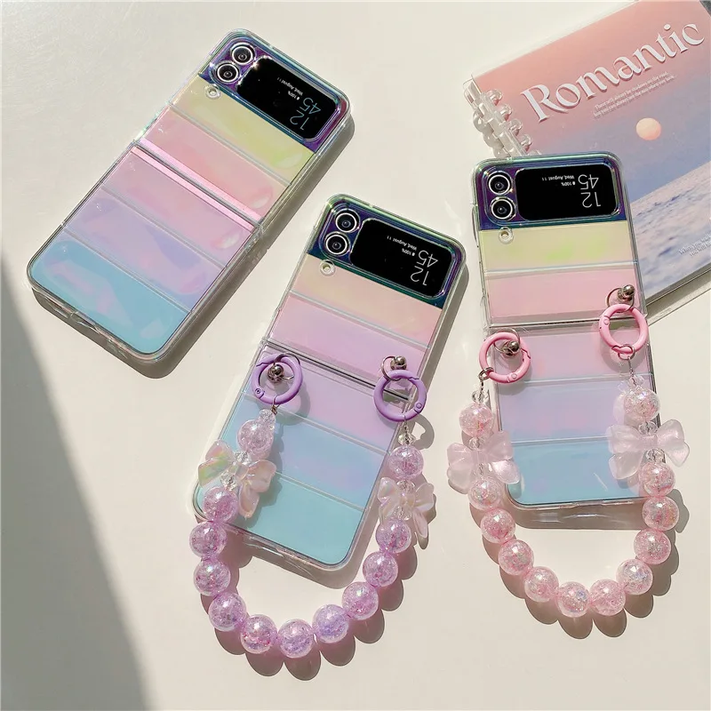 

Fashion Laser Gradient Color Phone Case for Samsung Galaxy Z Flip 3 Z Flip 4 Hard PC Back Cover for ZFlip3 ZFlip4 Case Shell