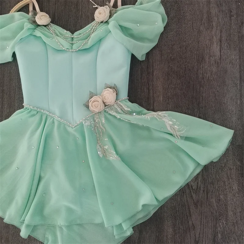 Lyrical танцевальное платье для девочки мятно-зелёное хлопок