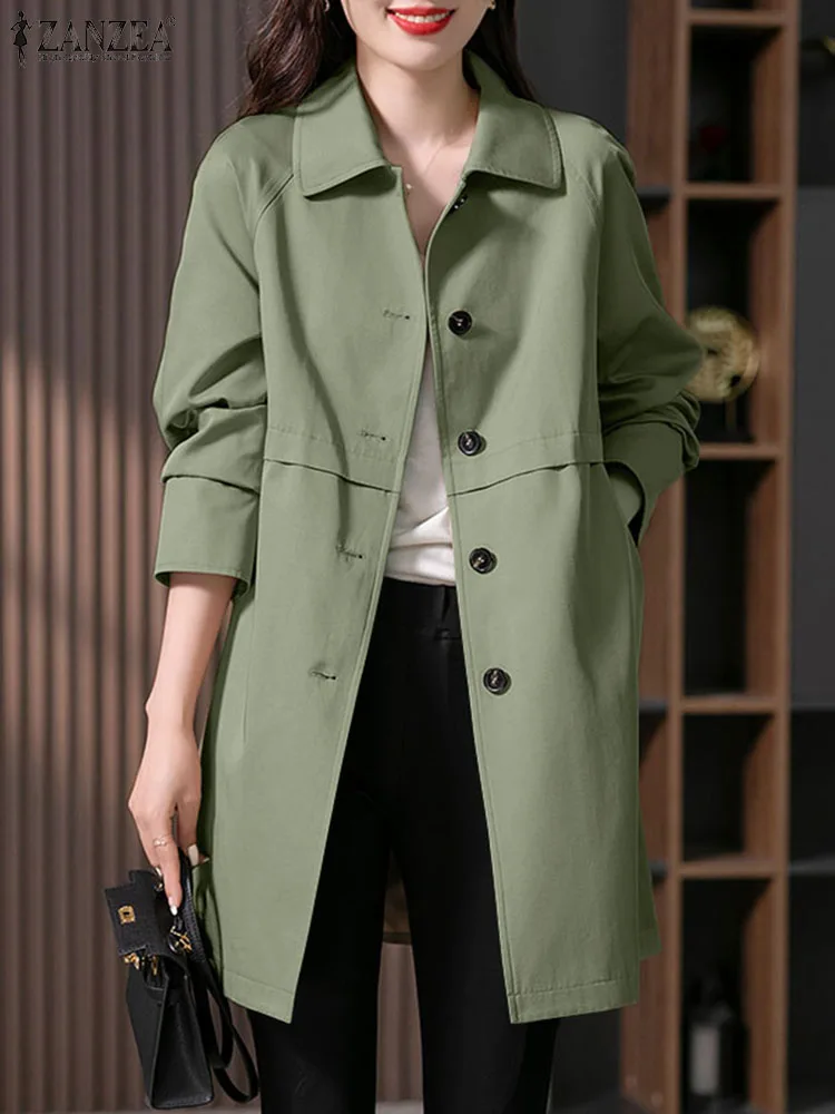 

Куртка ZANZEA Женская однотонная с длинным рукавом, Элегантная модная верхняя одежда с воротником с лацканами, праздничная рубашка с карманами, осень