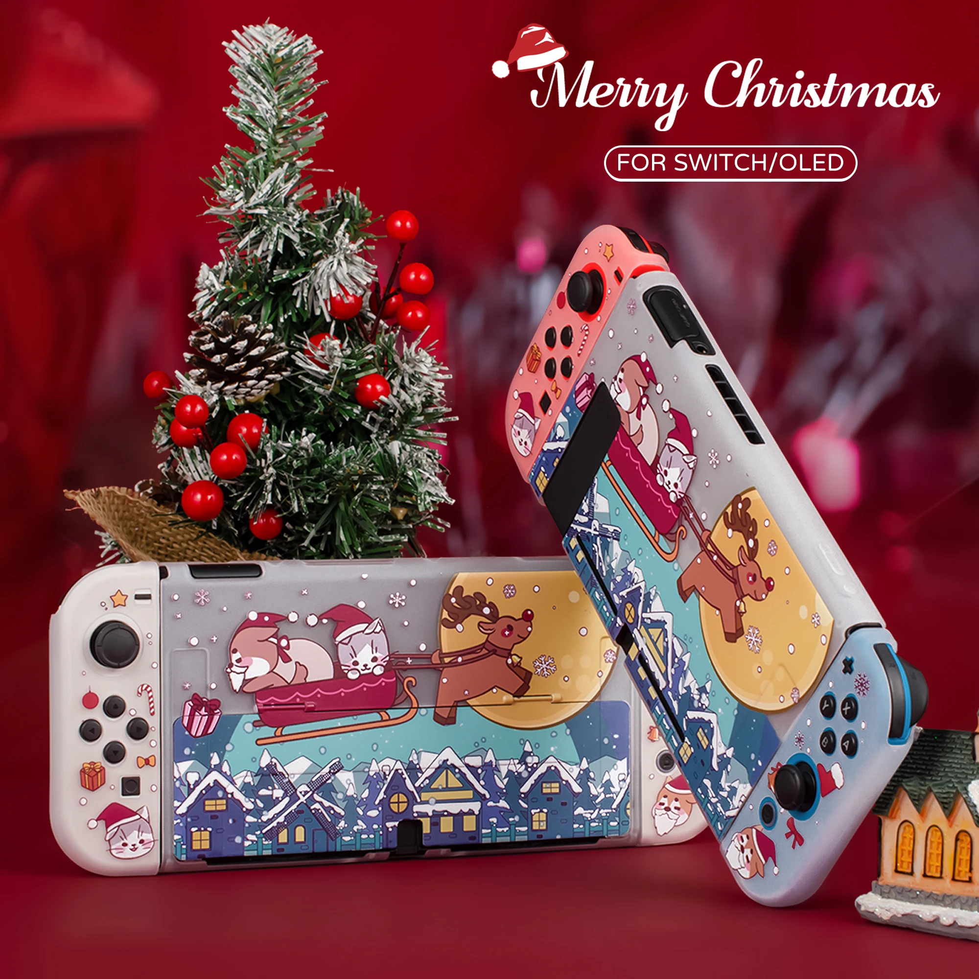 Pawdiary switch oled case nintendo switch oled christmas day case  Switch OLED Hard case Switch OLED Soft case