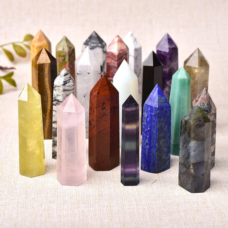 

1PC Natural Crystal Stones Amethyst Point Wand Rose Quartz Healing Gem Energy Ore Mineral Crafts Home Decoration Gift Room Decor