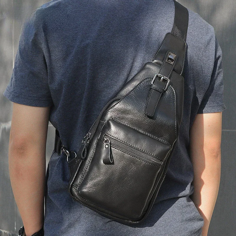 Летние новые поступления мужская нагрудная сумка из натуральной кожи мягкая