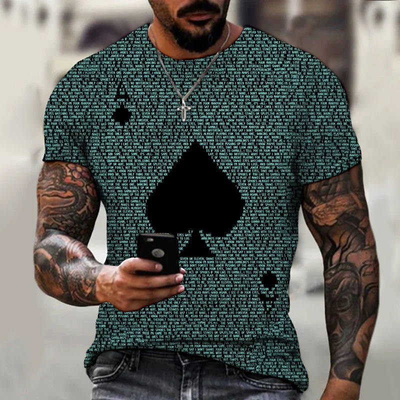 

Men's Summer Short Sleeve Ace of Spades Pattern 3d Print Men's T Shirt Fashion Streetwear Size 6XL 2022 Brand