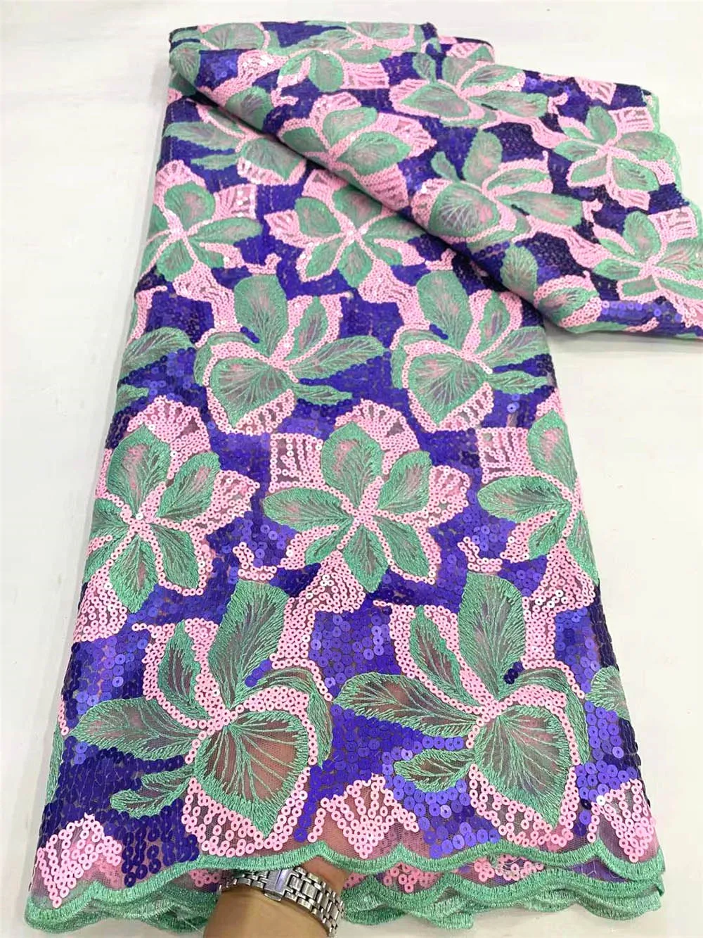 

African Lace Fabric 2023 High Quality French Lace Fabric With Color Sequins Nigerian Skin Tulle Mesh For Wedding Sewing OR4187