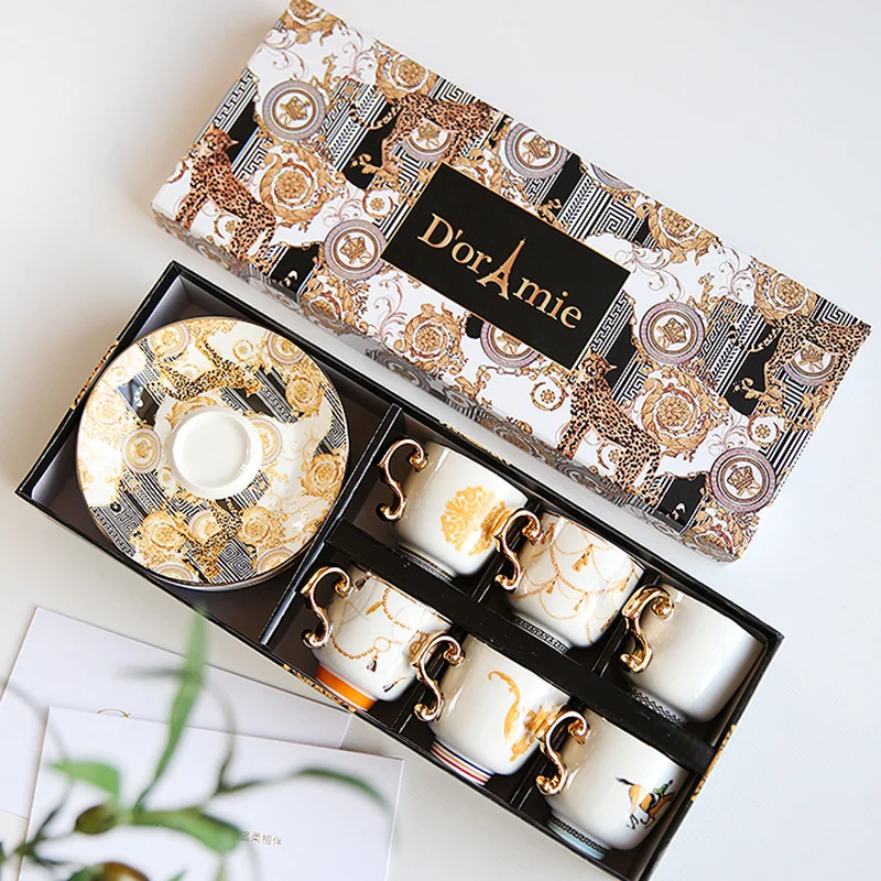 

Новогодний подарок, роскошные керамические кофейные чашки и блюдца в турецком стиле, фарфоровый кофейный набор, чайные чашки и блюдца, Рожд...