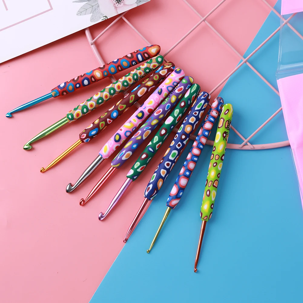 

9pcs Knitting Needles Soft Ceramic Yarn Crochet Needle Weaving Crochet Hook DIY Craft Tools Ergonomic Knitting Tools