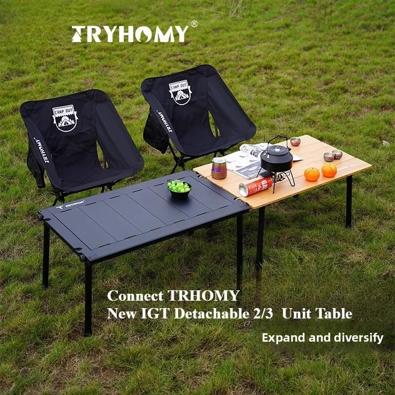 Фото Tryhomy уличный походный стол портативный складной стол из бамбукового дерева с регулируемой ножкой легкий стол для пикника и барбекю новый №3