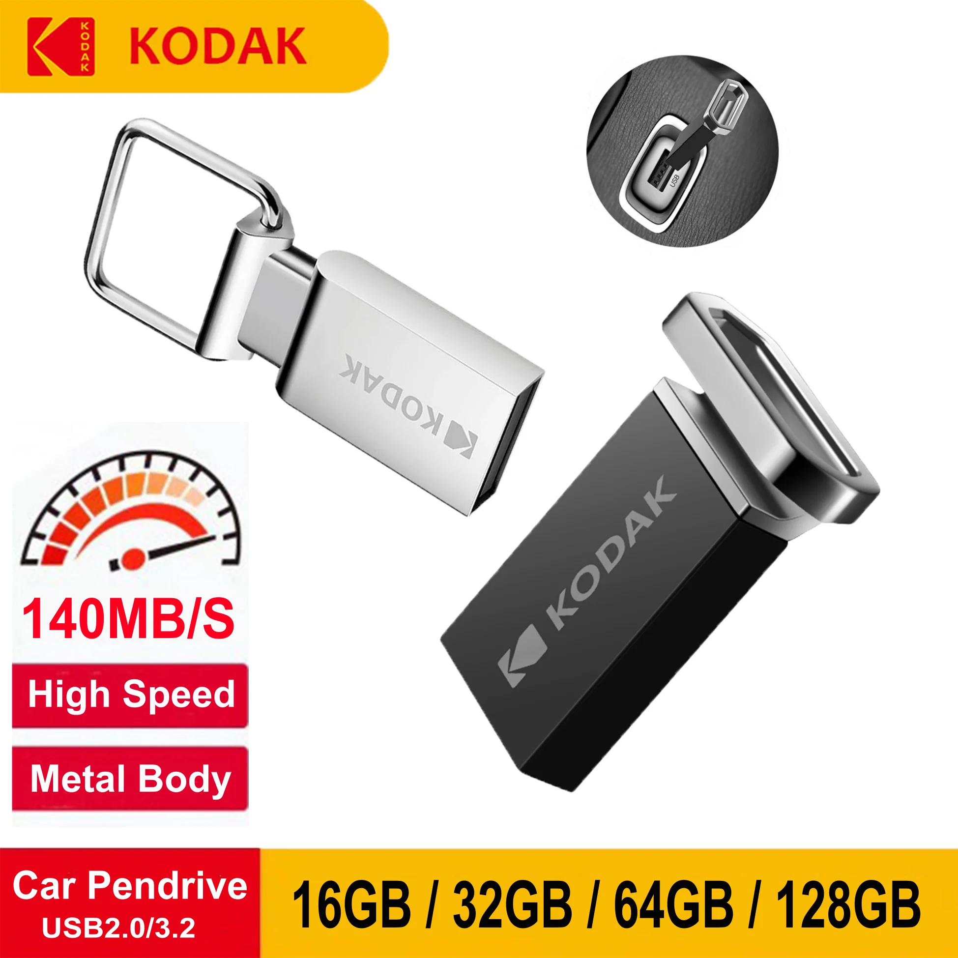 

KODAK K113 Metal Pen Drive USB3.2 High Speed 16GB 32GB 64GB 128GB USB2.0 USB Flash Drive Mini Memoria Usb Portable Car Pendrive