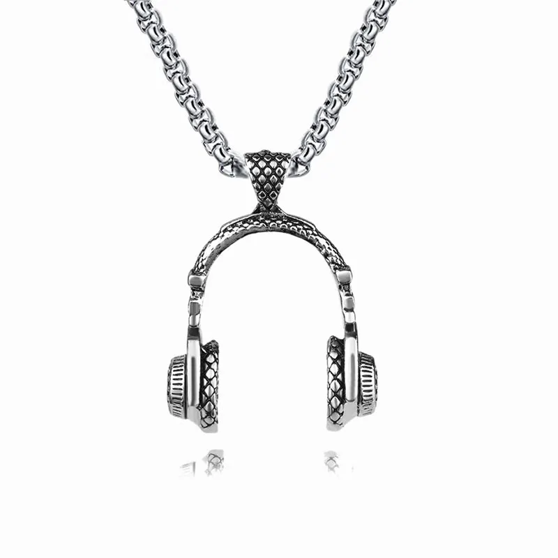 Hip-hop Headset Shape Necklace DJ Music Headphone Pendant Necklace Long Chain Men Women Hip Hop Jewelry Rock Headset Necklace