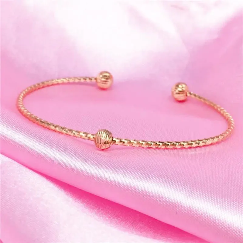 

585 purple gold charm bracelet for women plated 14K rose classic ball bead design light luxury party wedding jewelry accessories