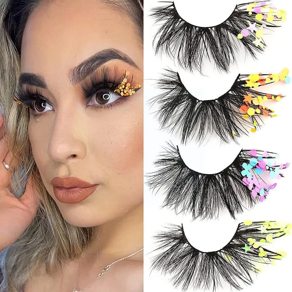 

4 Pairs of False Eyelashes Mink Eyelashes Fluffy Eyelashes Eyelashes Fluffy Messy False Dramatic Glitter Eyelashes Sable G7F2